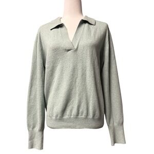 Faherty Jackson Polo Sweater Women’s Large Green Organic Cotton Blend